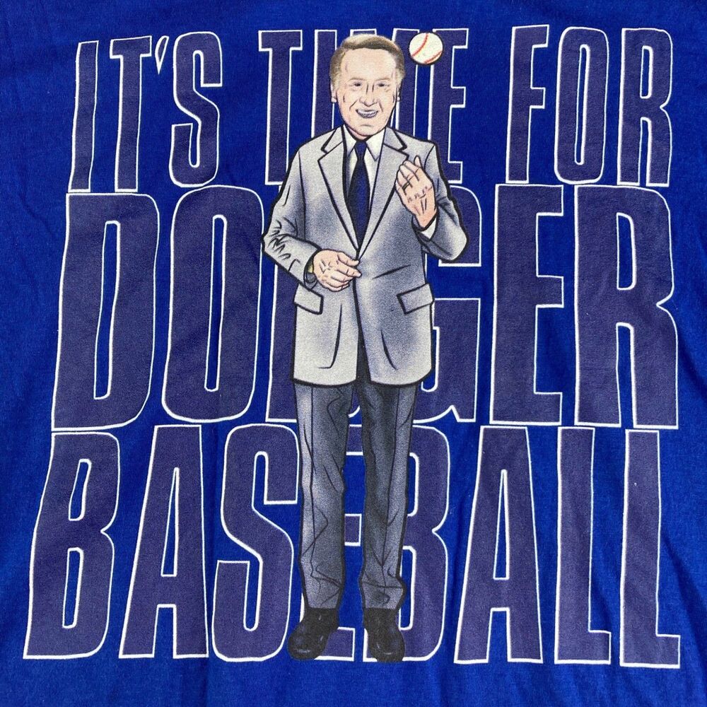 Vin Scully Dodgers Shirt Mens 3XL Blue Baseball Graphic Tee Los Angeles LA